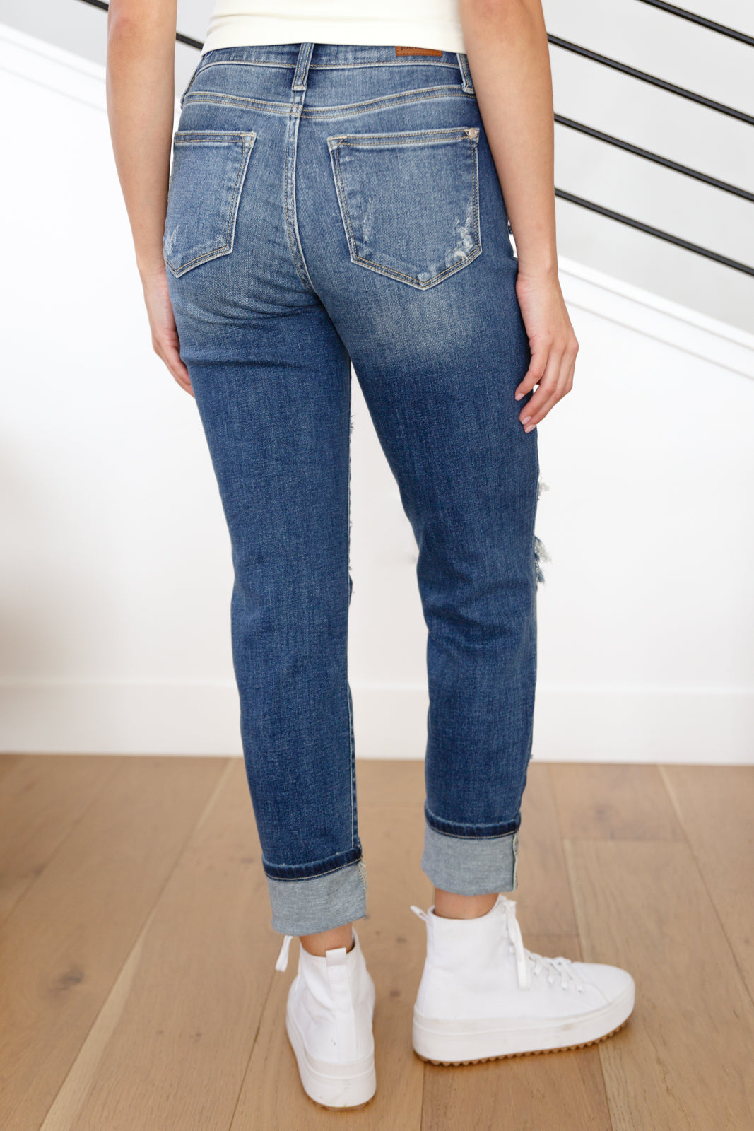 Danny Mid Rise Cuffed Destroy Boyfriend Jeans