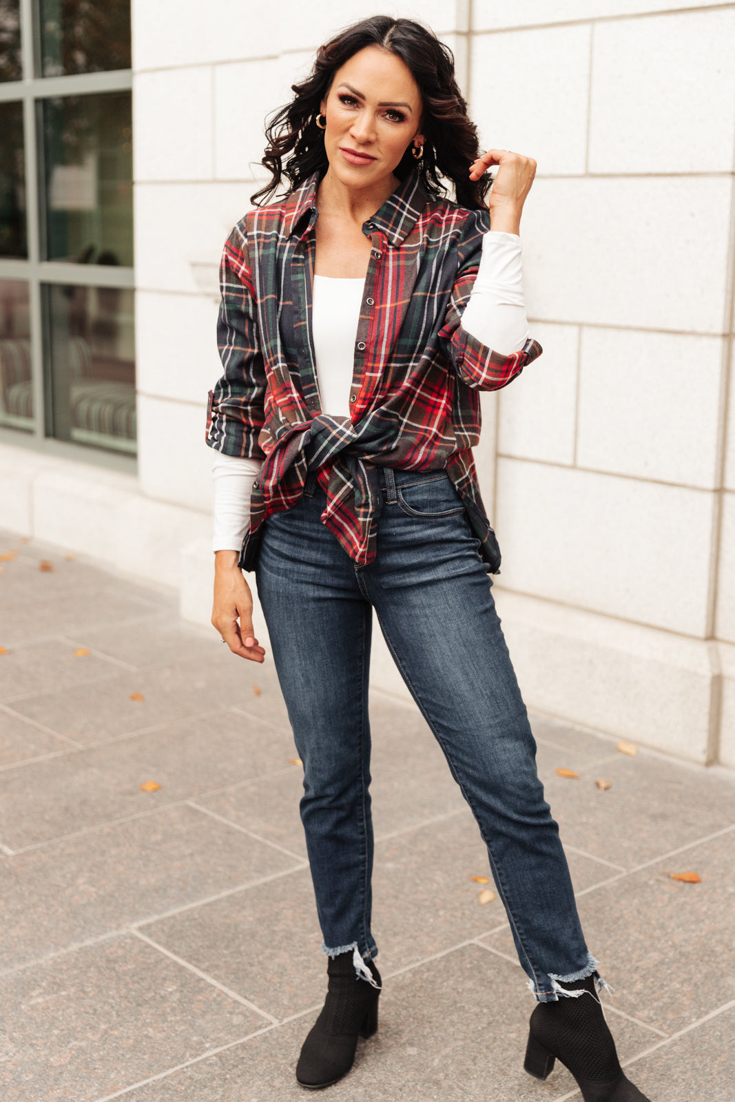 Alana Plaid Button Down Top