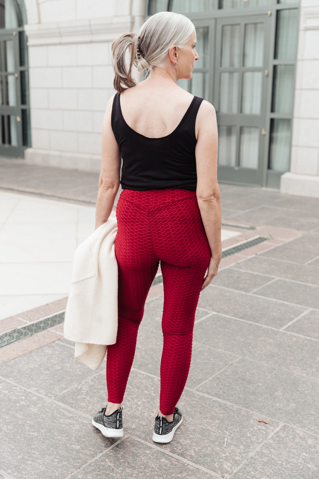 Let's Go Textured Leggings in Burgundy