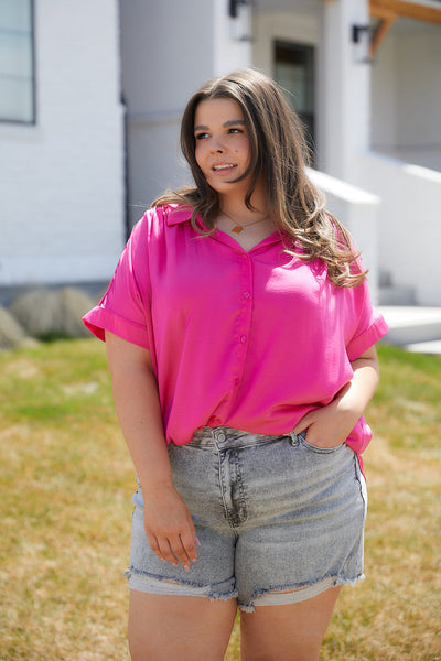 Working on Me Top in Hot Pink