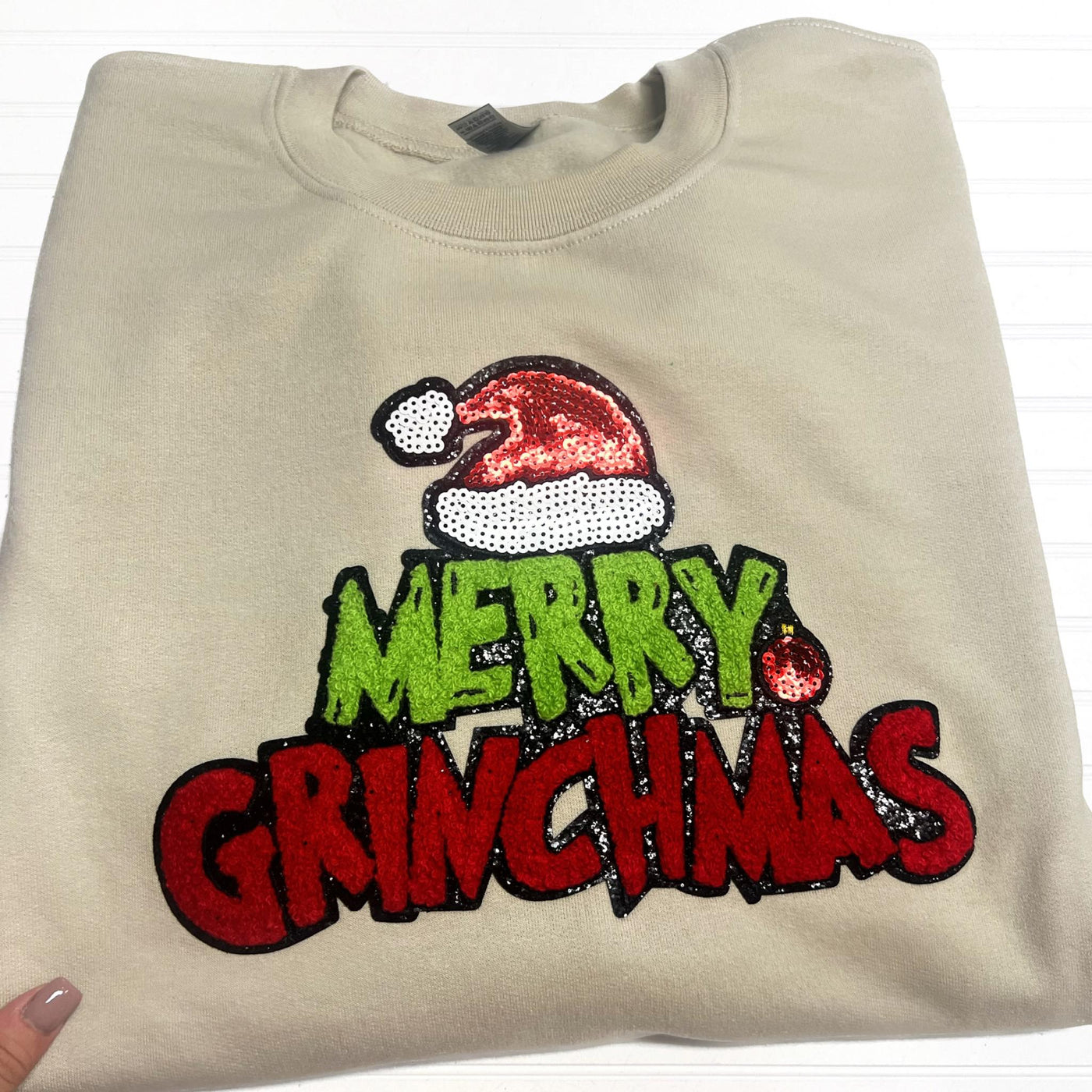 PREORDER: Merry Chenille and Sequin Patch Sweatshirt