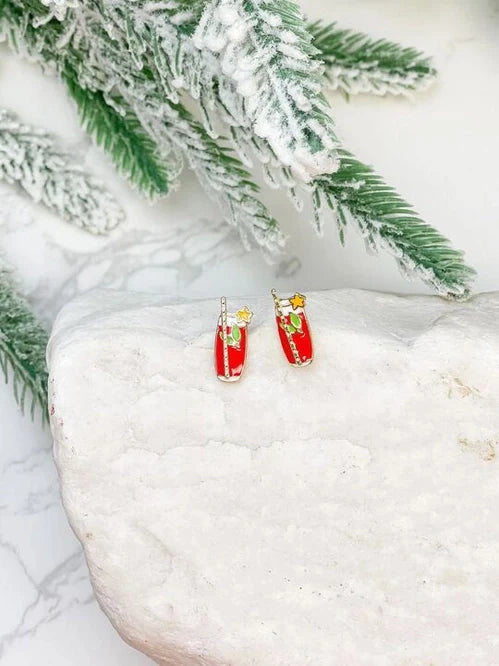 PREORDER: Christmas Cocktail Enamel Stud Earrings