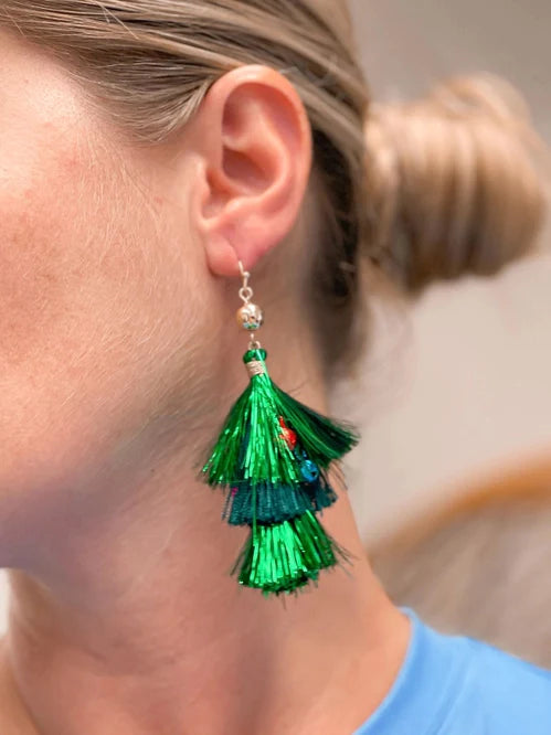 PREORDER: Christmas Tinsel Dangle Earrings in Two Colors