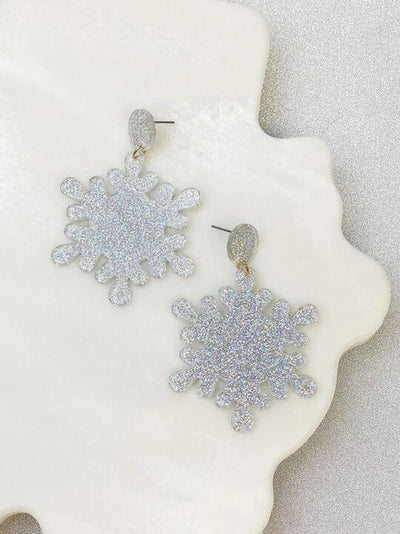 PREORDER: Winter Morning Glitter Clear Resin Snowflake Dangles