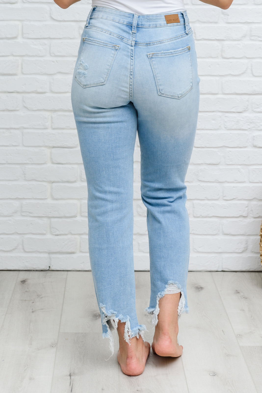 Mid-rise Destroyed Hem Boyfriend Jeans