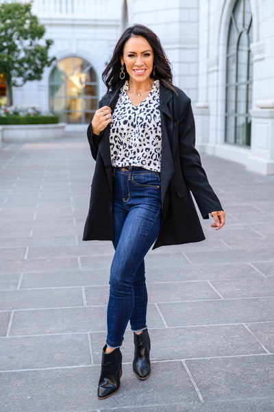 A Bit Of Fun Animal Print Blouse In White