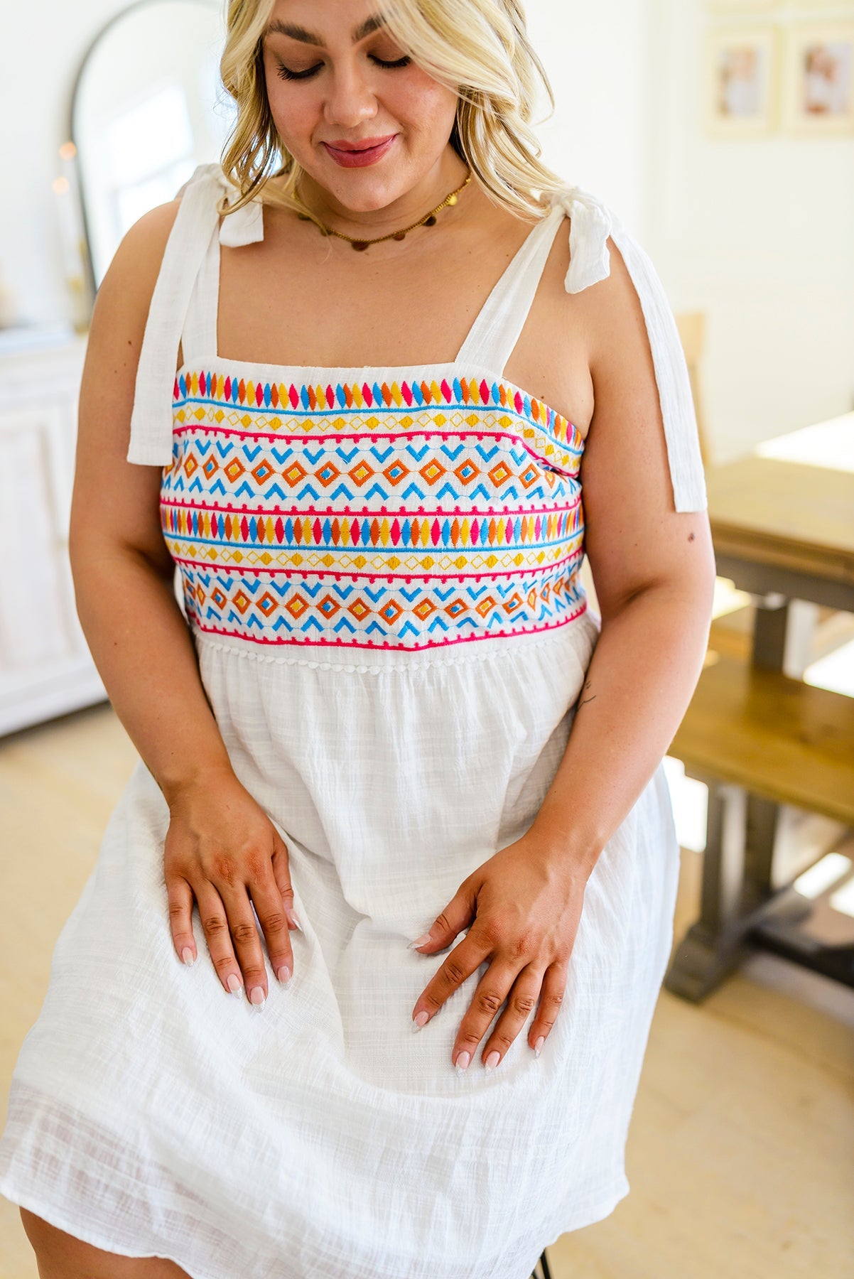 Ain't She Sweet Embroidered Babydoll Dress