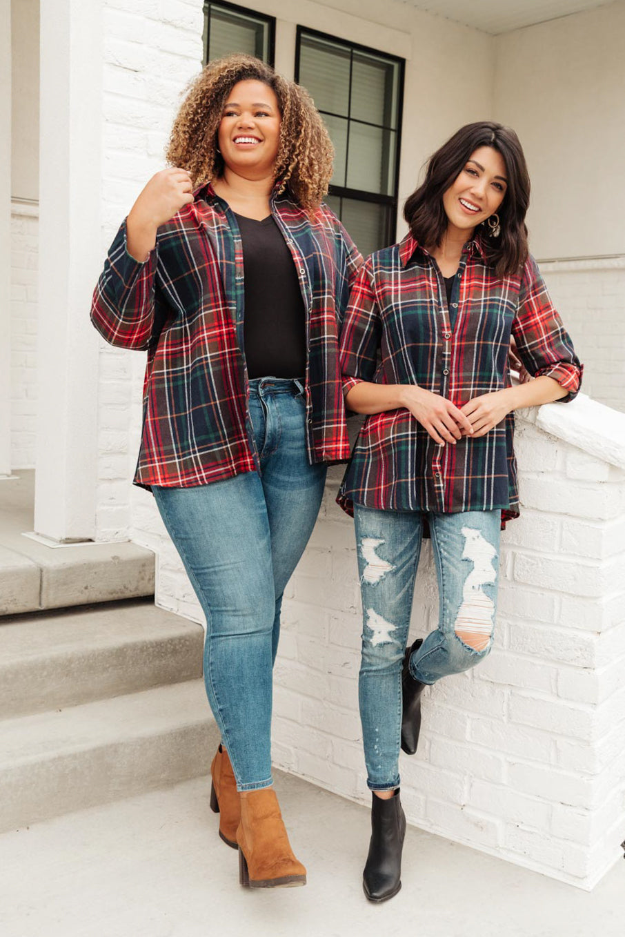 Alana Plaid Button Down Top