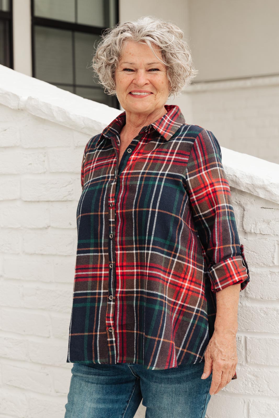 Alana Plaid Button Down Top