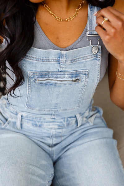 Annabelle Distressed Straight Leg Overalls