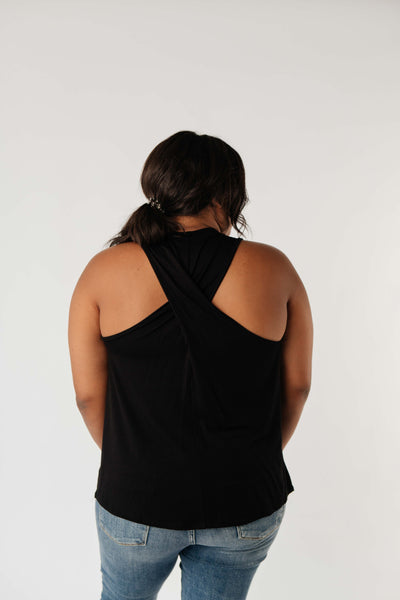 Running Behind Twist Back Tank In Black