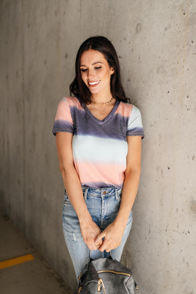 Blurred Stripes V-Neck