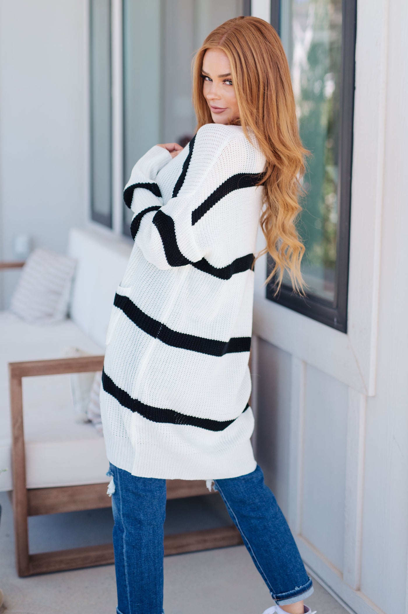 Brighter is Better Striped Cardigan in Ivory