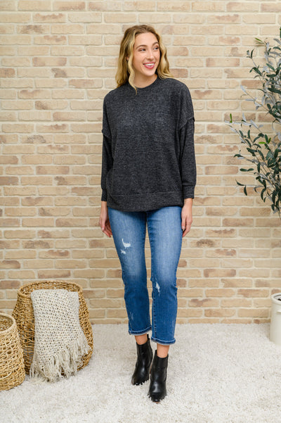 Brushed Drop Shoulder Sweater In Black