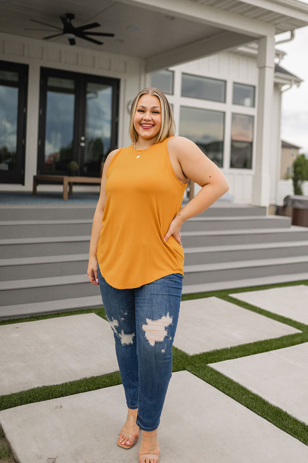 Can't Wait for Spring Hi-Low Sleeveless Top in Mustard