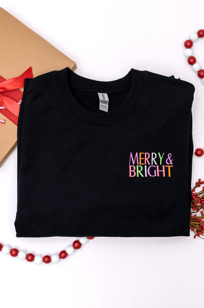 PREORDER: Merry and Bright Embroidered Sweatshirt