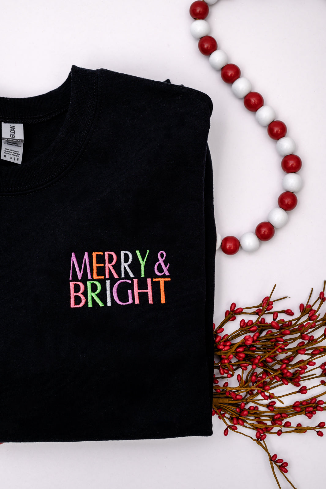 PREORDER: Merry and Bright Embroidered Sweatshirt