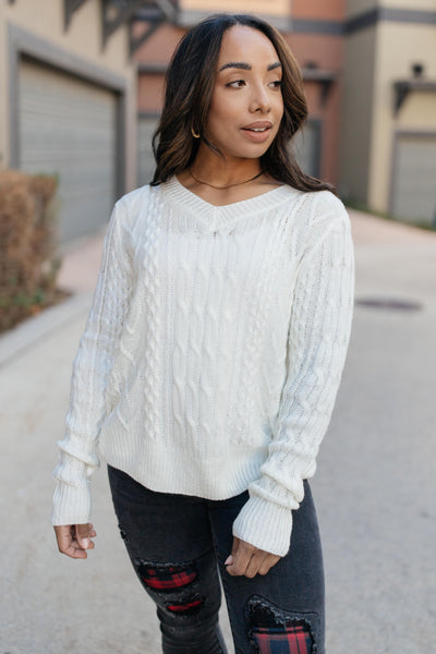 Cozy Cropped Sweater in White