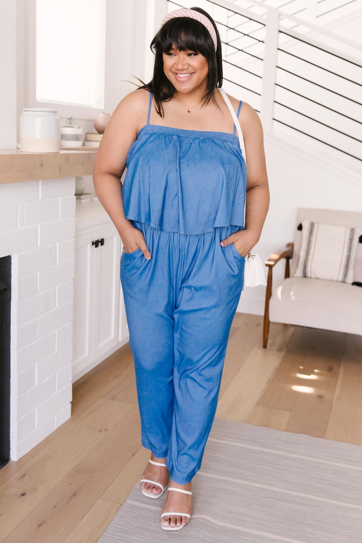 Crosshatch Jumpsuit in Denim