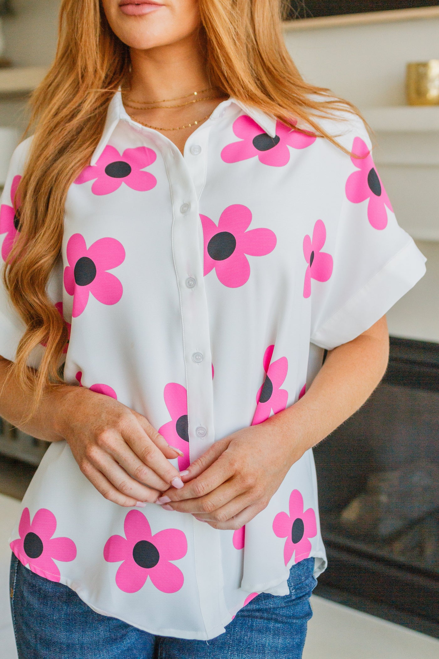 Daisy Delight Mod Floral Button Down