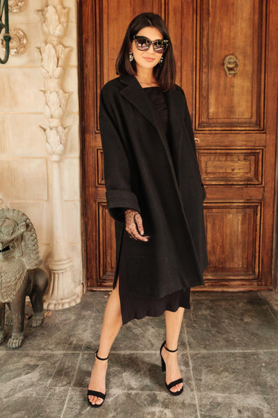 Deconstructed Oversized Trench Coat in Classic Black