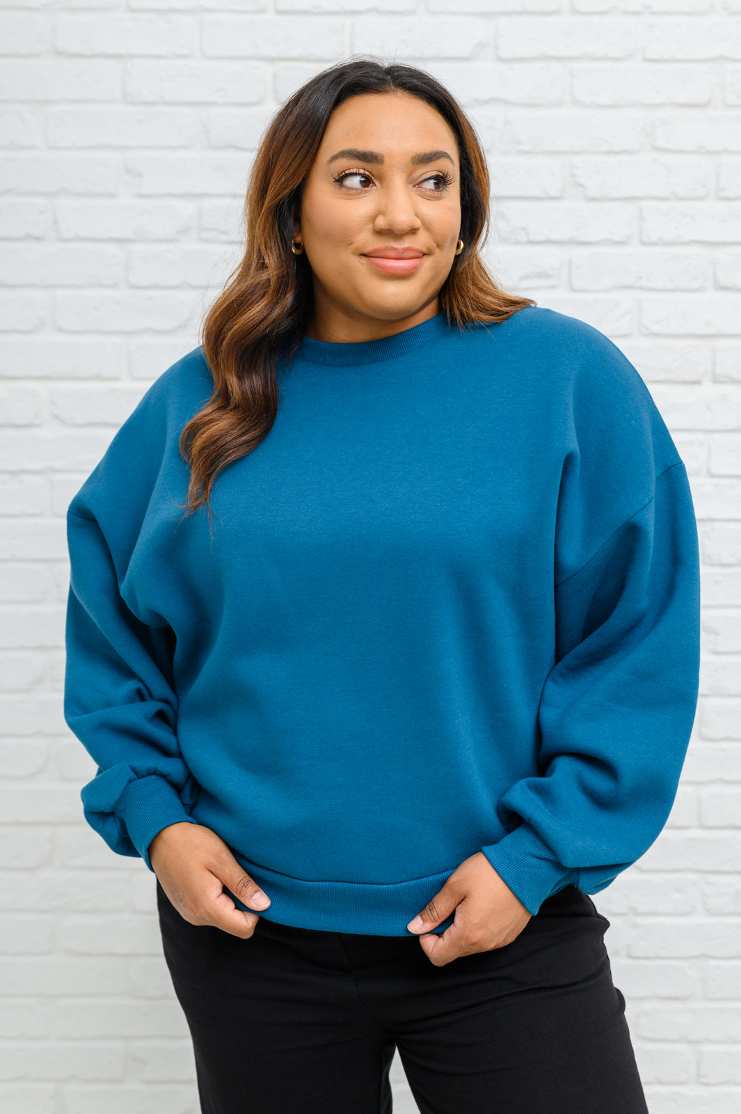 Drop Shoulder Sweatshirt In Teal