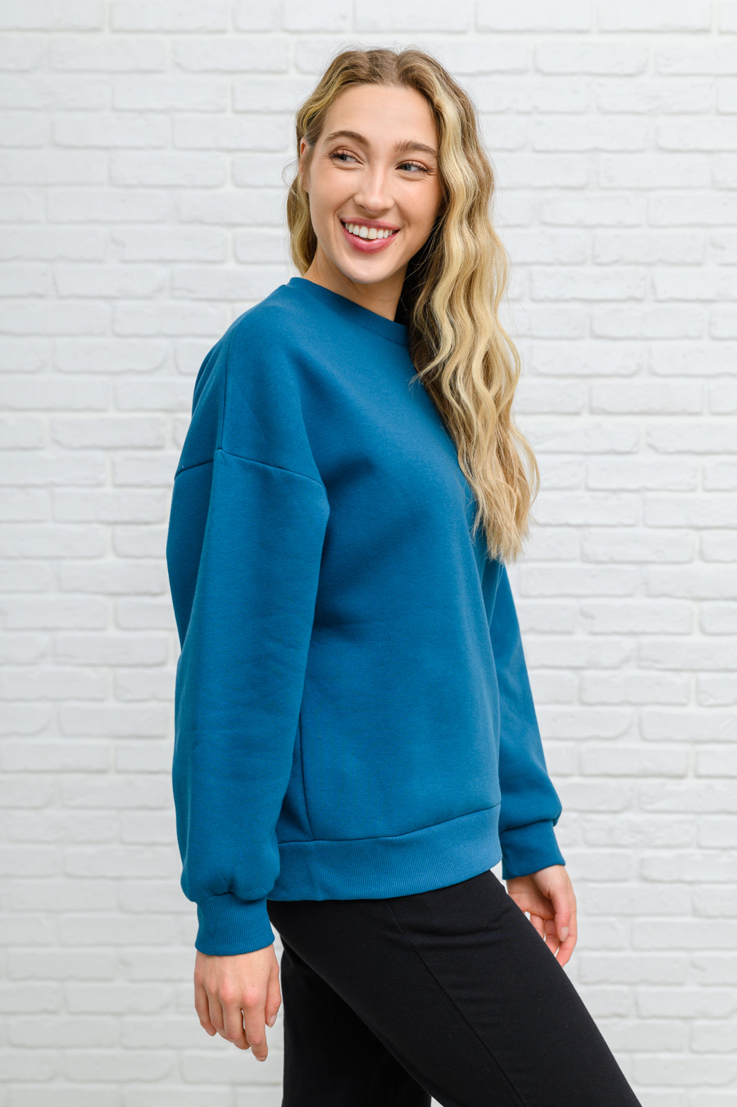 Drop Shoulder Sweatshirt In Teal