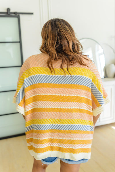 Embrace Me Striped Half Sleeve Knit Cardigan