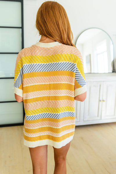 Embrace Me Striped Half Sleeve Knit Cardigan