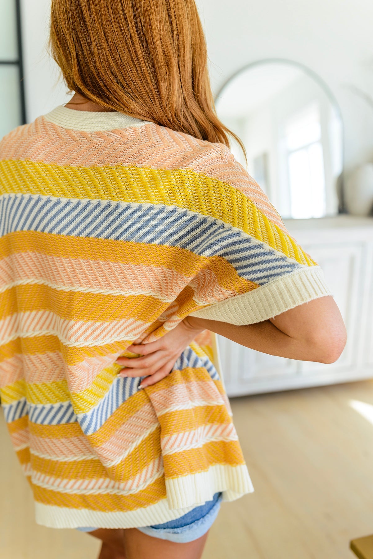 Embrace Me Striped Half Sleeve Knit Cardigan