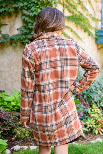 Fall In Love Plaid Jacket In Rust