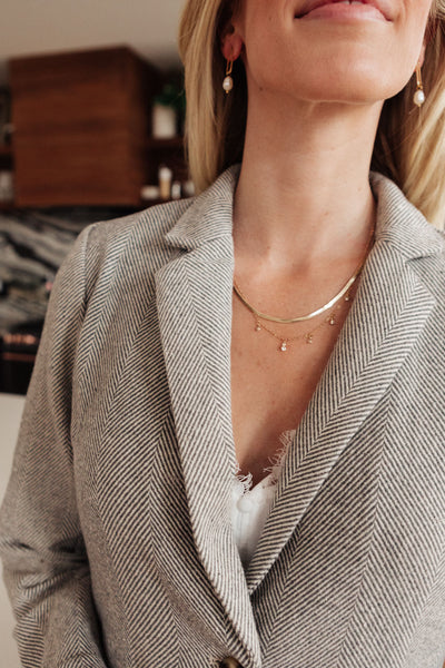 Feminine Boyfriend Blazer in Herringbone