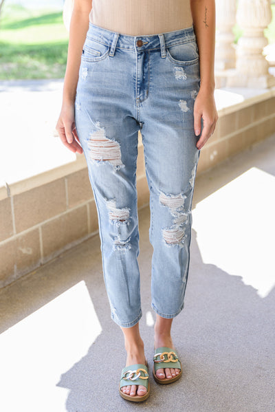 Florence High Waist Destroyed Boyfriend Jeans