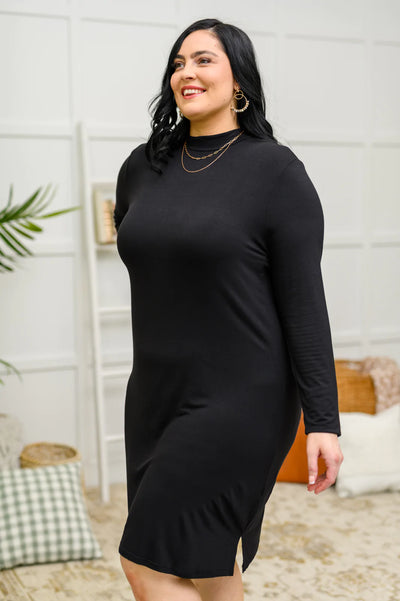 Frankie Mock Neck Dress in Black