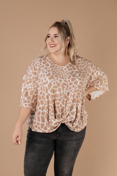 Giraffe Print Bell Sleeve Top