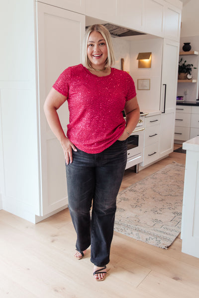 Glimmering Night Sequin Top in Hot Pink