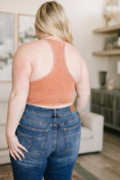 Goals Ribbed Tank Top in Burnt Orange