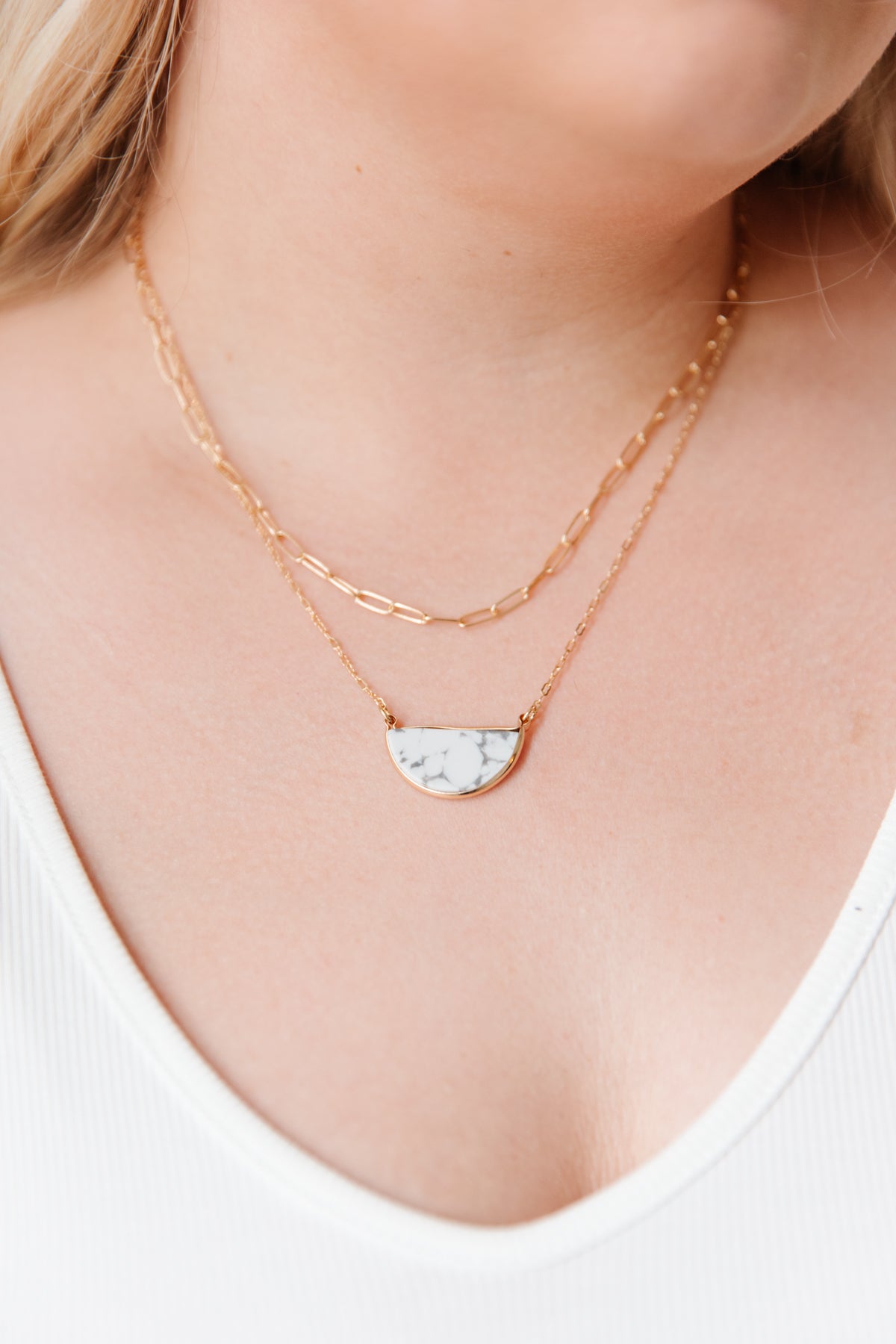 Half Moon Stone Stud & Necklace Set