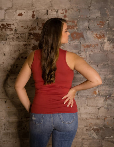 PREORDER: V-Neck Brami Tank in Marsala