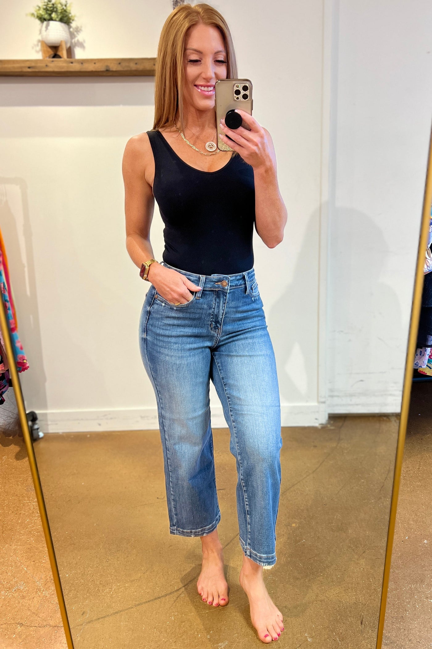 Betty High Rise Vintage Wash Wide Leg Crop Jeans