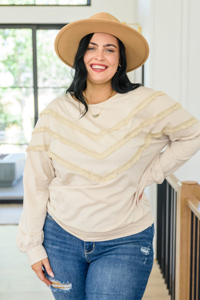 Into The Fringe Top in Beige