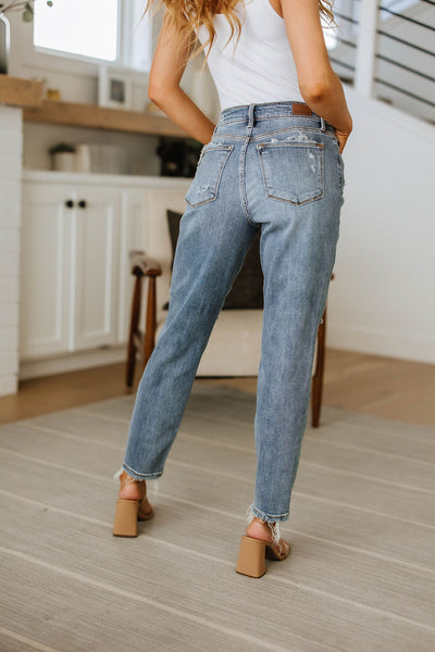 Josie Mid Rise Button Fly Boyfriend Jeans