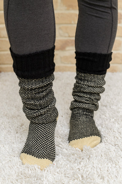 Knitted Lounge Socks In Black