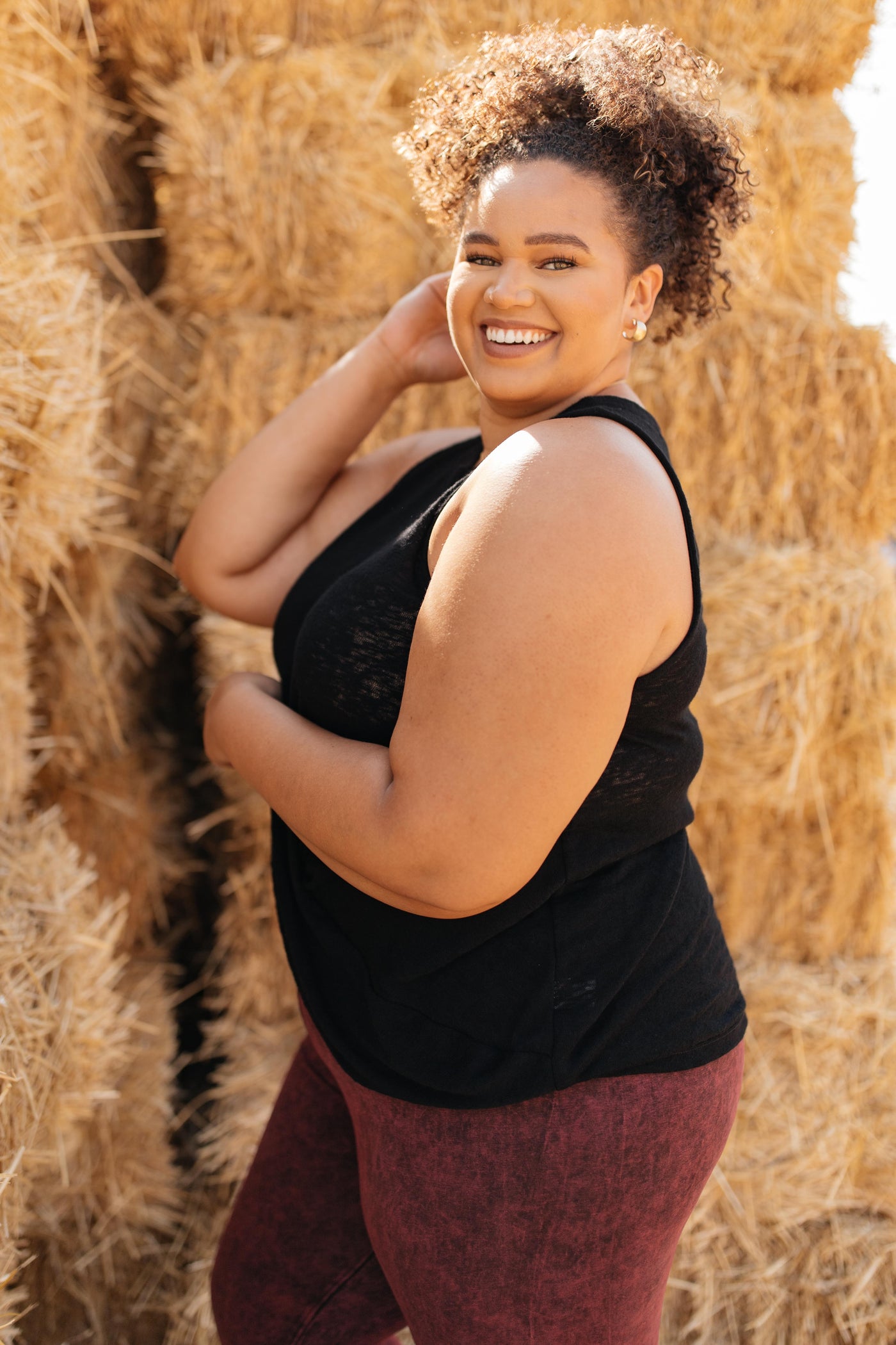 Knotted Hem Tank in Black