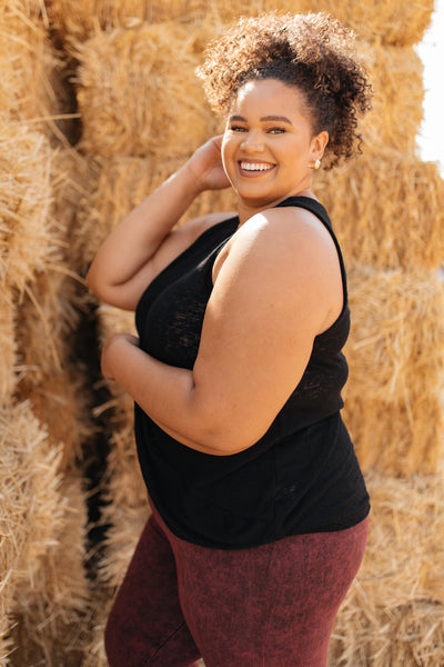 Knotted Hem Tank in Black