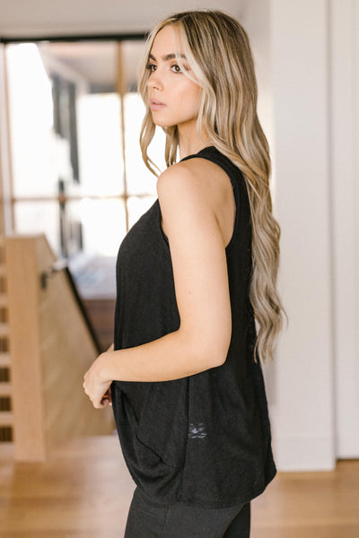 Knotted Hem Tank in Black