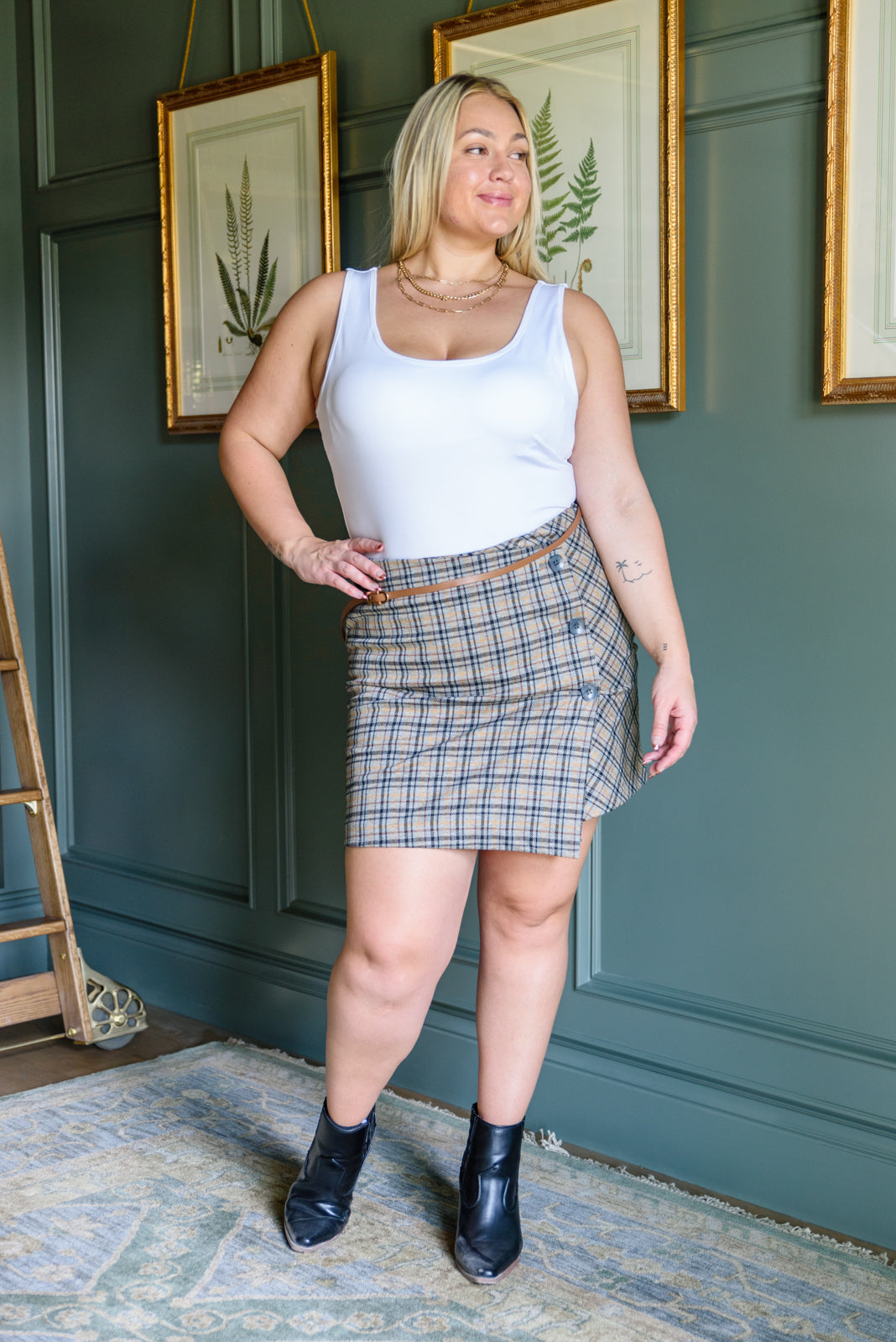 Late To Class Plaid Mini Skort