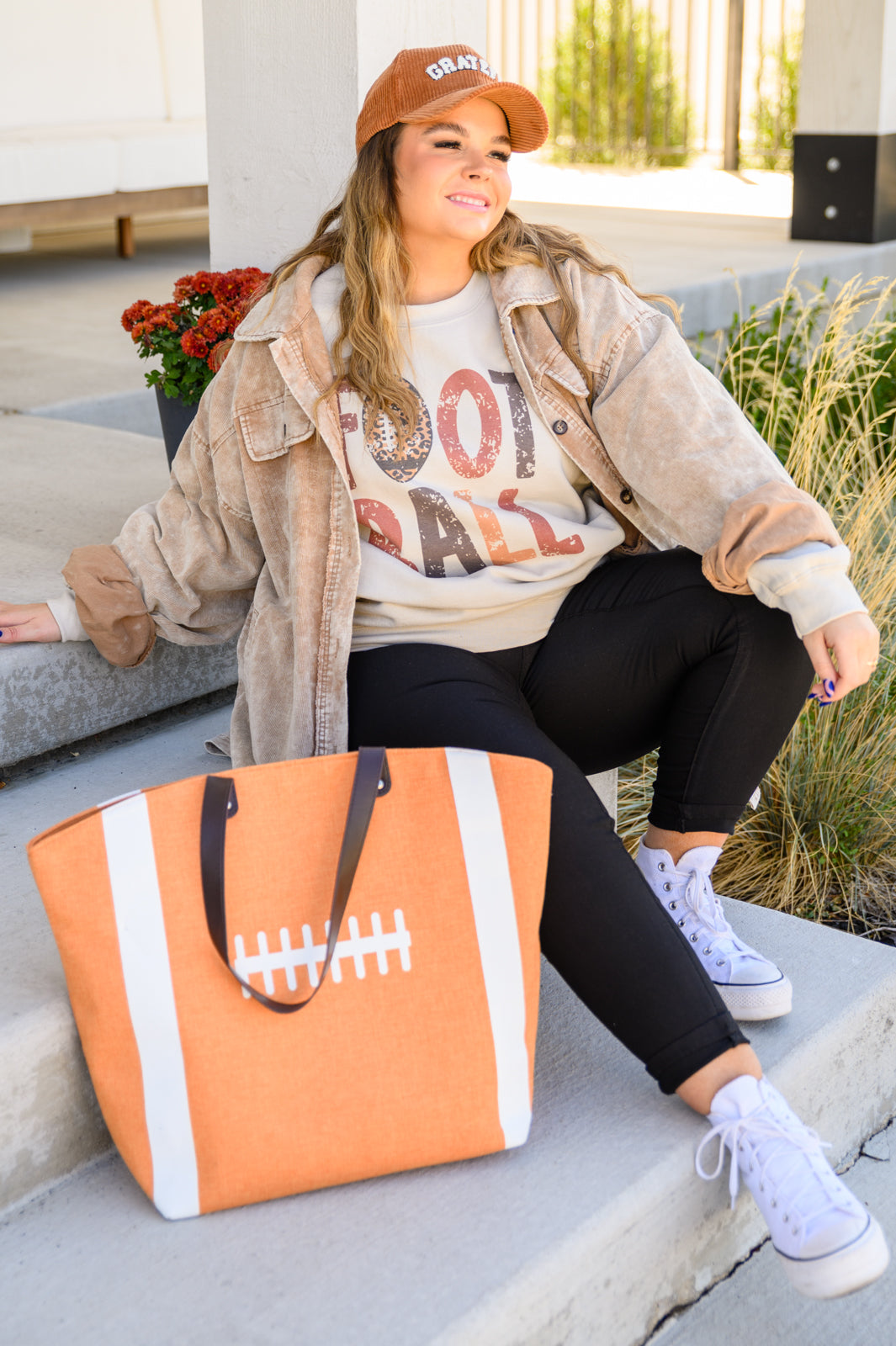 Let's Play Football Graphic Sweatshirt In Sand