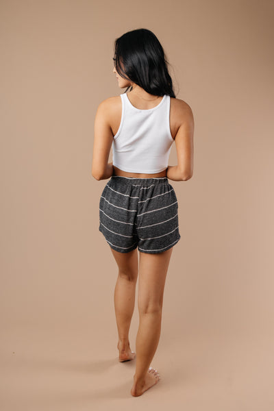 Lightweight Striped Shorts In Charcoal