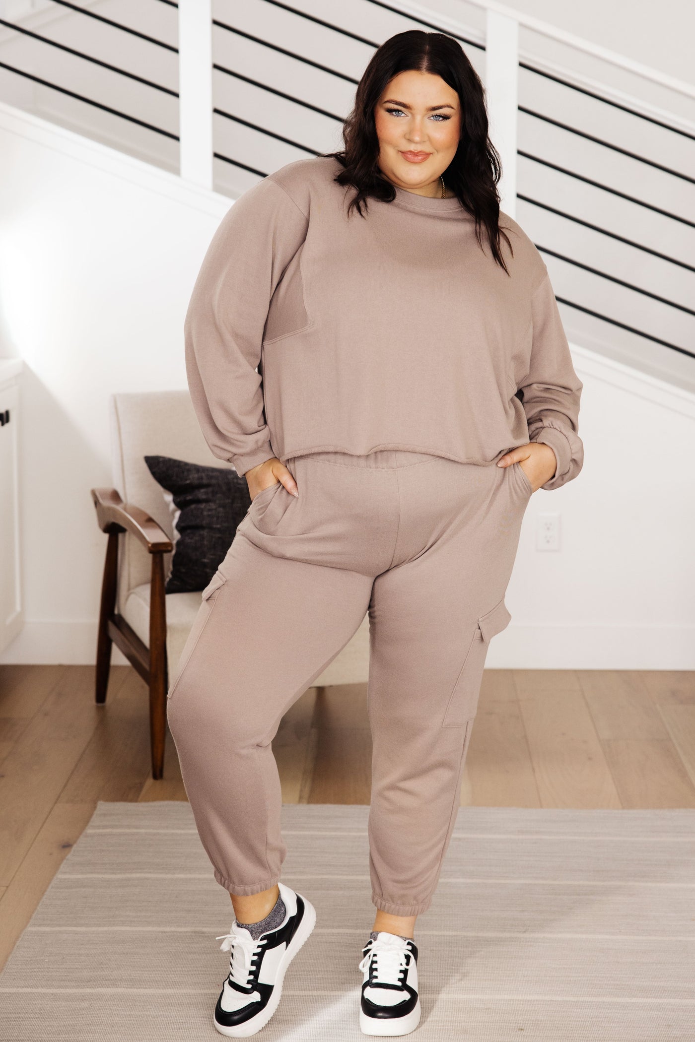 Lounge A Lot Cargo Sweatpants in Mocha